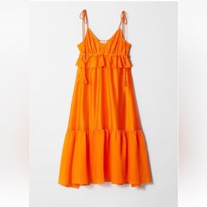 & other stories strappy midi dress vibrant orange
